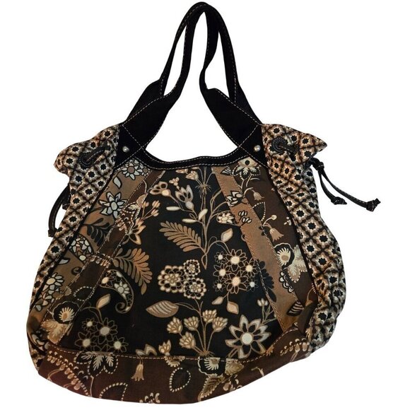 Fossil Neutral Fabric Leather Trim Hobo Shoulder Bag - Picture 2 of 8